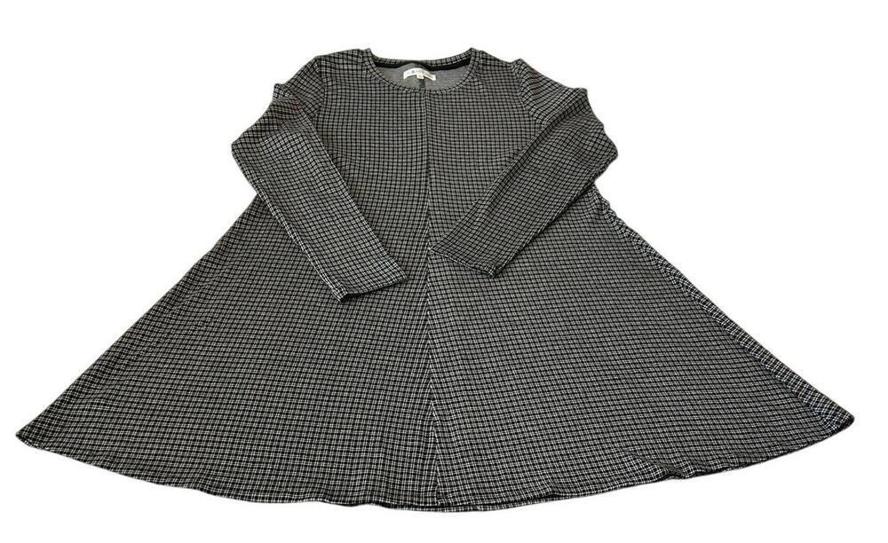 Lou & Grey for Loft Dress Women's Sz M B/W Long Sleeve Pullover Swing Jersey Y2K